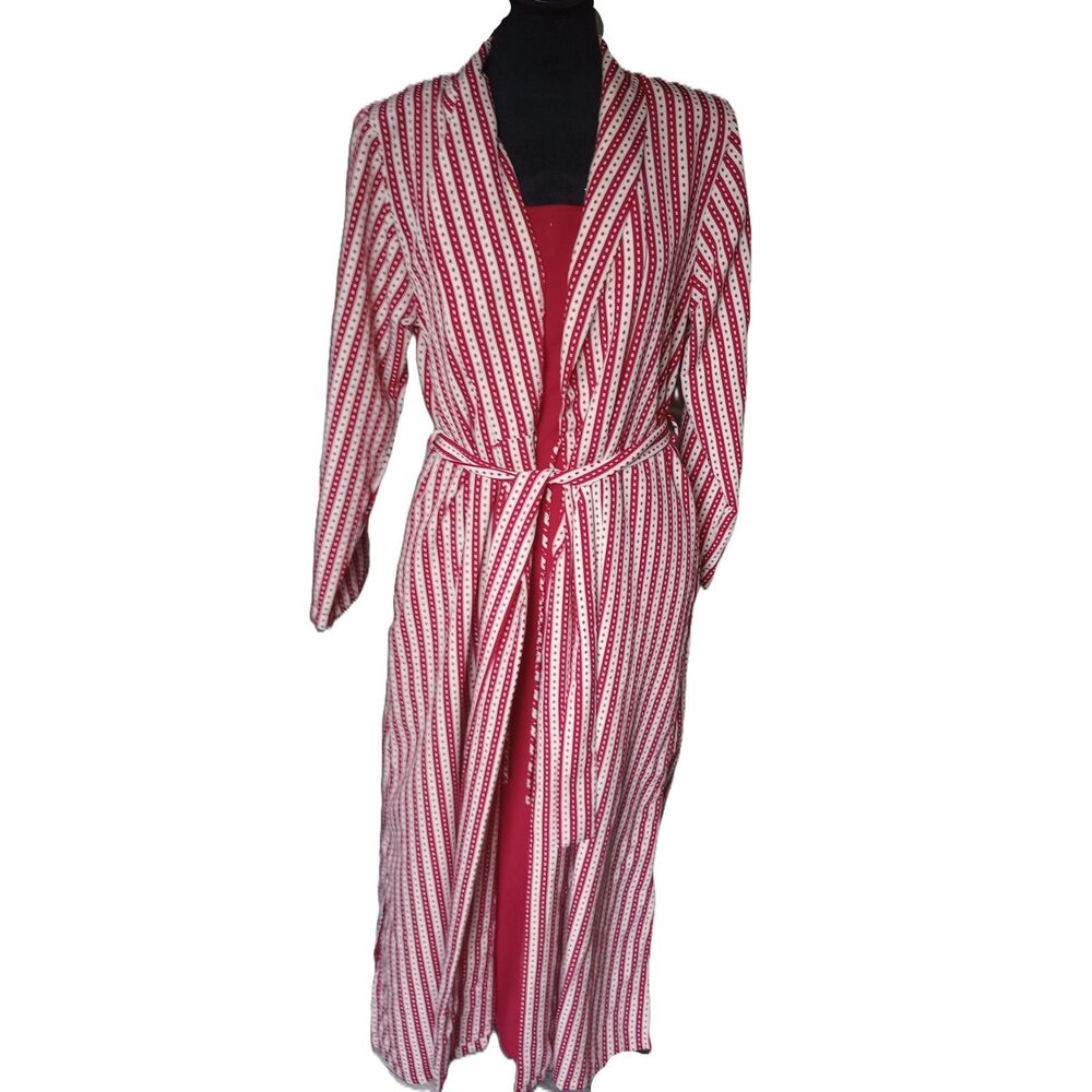 Jones New York Red Maxi Dress With Red & White Duster Jacket, Vtg